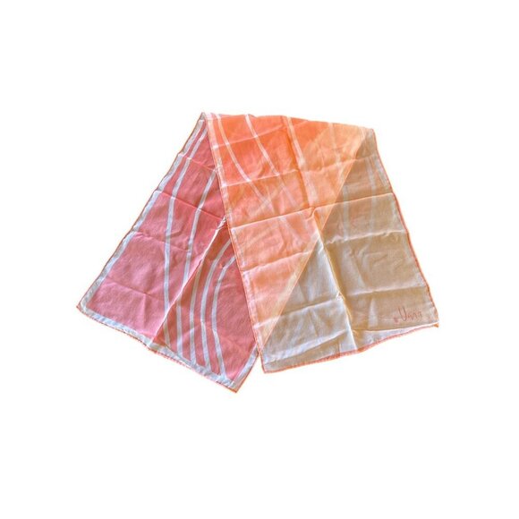 Vintage Vera Neumann Pink & White Striped Square Scarf - Picture 1 of 4